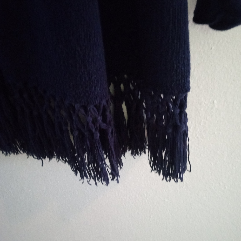 ❌❌SOLD ❌ ❌ Lilly Pulitzer Tatum Fringe Hem Navy Blue Open Cardigan | S - Picture 5 of 9